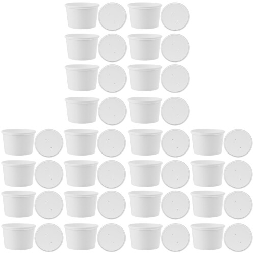 60Ensembles Bols À Dessert Jetables Blancs Pour Glace Yaourt 2