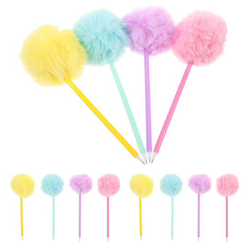 60Pièces Stylos Pompon Fluffy En Plastique Coloré Pour Usage 1