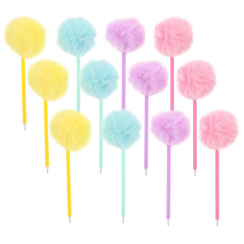 60Pièces Stylos Pompon Fluffy En Plastique Coloré Pour Usage 2