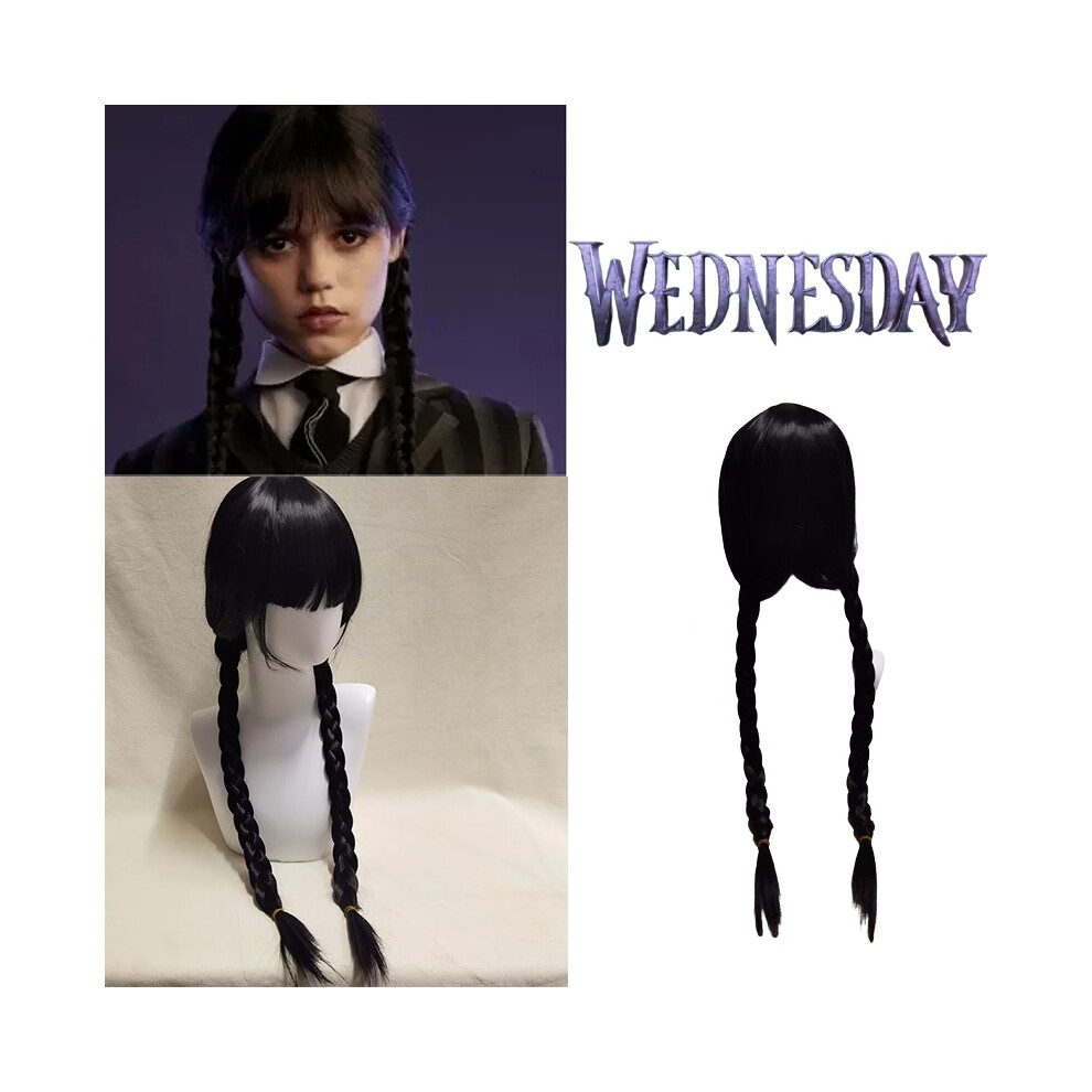Unisex Family The Addams Wednesday Cosplay Wig Braided Hair Halloween Xmas Fancy Party