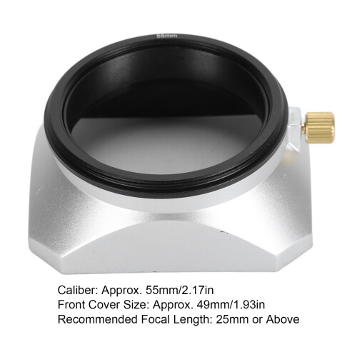 55mm Silver Aluminum Square Lens Hood | Retro Digital Camera Accessory 1