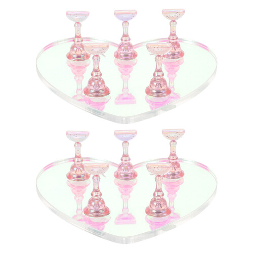 8Ensembles Présentoir Portable Rose Support Ongles Factice 2