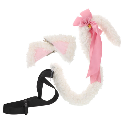4Ensembles Kit Oreilles Clipées Et Queue Chat Rose Costume 2