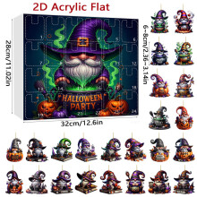 (Style 1)Calendrier compte à rebours Halloween avec fantômes de dessin animé décoration acrylique pour cadeaux de fête
