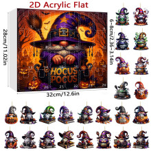 (Style 3)Calendrier compte à rebours Halloween avec fantômes de dessin animé décoration acrylique pour cadeaux de fête