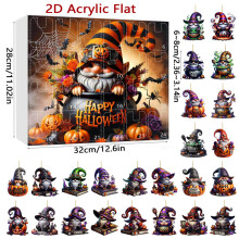 (Style 10)Calendrier compte à rebours Halloween avec fantômes de dessin animé décoration acrylique pour cadeaux de fête