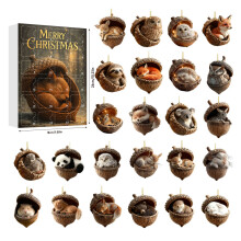 (Style D)Boîte aveugle de collection animaux de Noël avec composants acryliques pour cadeau festif