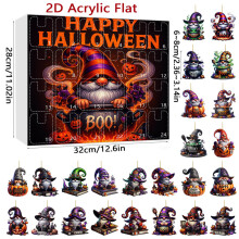 (Style 9)Calendrier compte à rebours Halloween avec fantômes de dessin animé décoration acrylique pour cadeaux de fête
