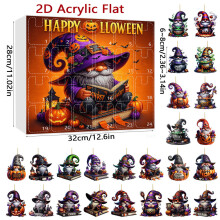 (Style 8)Calendrier compte à rebours Halloween avec fantômes de dessin animé décoration acrylique pour cadeaux de fête
