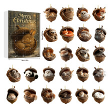 (Style C)Boîte aveugle de collection animaux de Noël avec composants acryliques pour cadeau festif