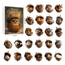 (Style A)Boîte aveugle de collection animaux de Noël avec composants acryliques pour cadeau festif