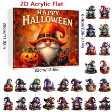 (Style 7)Calendrier compte à rebours Halloween avec fantômes de dessin animé décoration acrylique pour cadeaux de fête