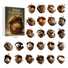 (Style B)Boîte aveugle de collection animaux de Noël avec composants acryliques pour cadeau festif