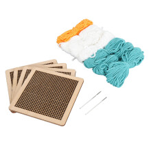 Kit di inizio ricamo con fiori e croce da 4 pezzi – Set di cucito con ricamo verde lago