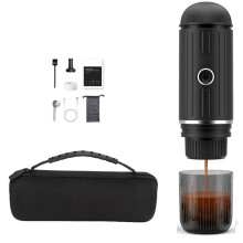Cafetera Eléctrica 2 en 1 para Cápsulas de Café en Polvo, Ideal para Viajes, para Coche y Camping, Color Negro.