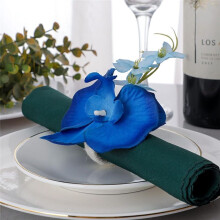 6PCS Handmade Orchid Flower Napkin Rings  Flower Holders Handcraft Serviette Buckles Rings for Wedding Table Decor