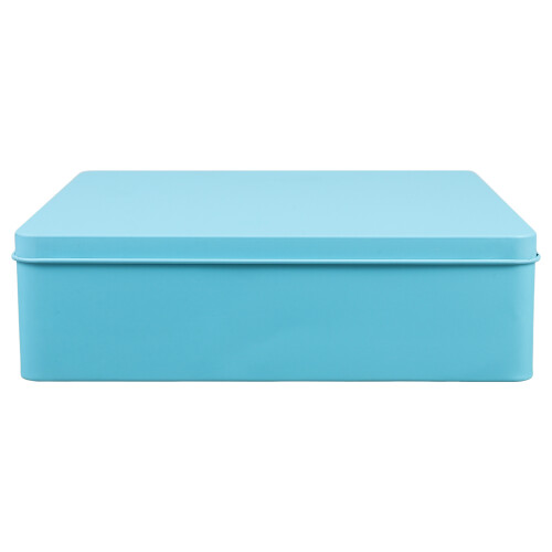 4Pcs Sky-Blue Square Tinplate Storage Boxes for Cookies and Candy 2