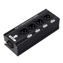 XLR 1x4 Balanced Audio Splitter 1 in 4 Out 3 Pin XLR Audio Splitter Audio Signal Splitter Box No Power Supply Required