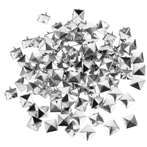 240Pcs Silver Square Pyramid Studs Copper Rivets for DIY Punk Clothing 2