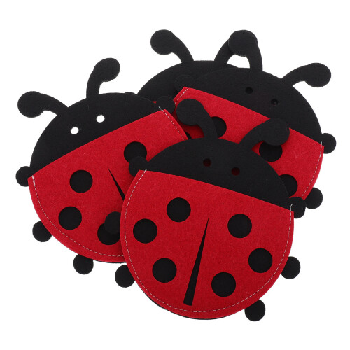20Pcs Ladybug Design Silverware Pouches Red Fabric Cutlery Holders 2