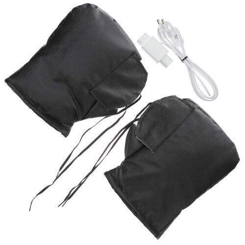 1Paar Heizbare Lenkerhandschuhe Plüsch Schwarz Warm Outdoor 2