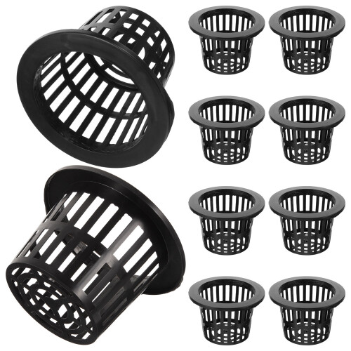 30Pcs Plastic Aquatic Plant Baskets Black Hydroponic Net Pots 1