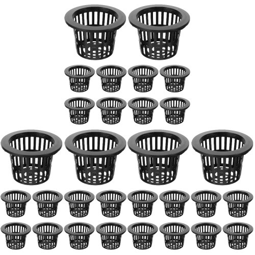 30Pcs Plastic Aquatic Plant Baskets Black Hydroponic Net Pots 2