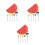 3Sets Stainless Steel Fruit Fork Set with Red Ceramic Holder for Party 3