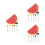 3Sets Stainless Steel Fruit Fork Set with Red Ceramic Holder for Party 6