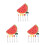 3Sets Stainless Steel Fruit Fork Set with Red Ceramic Holder for Party 7
