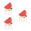 3Sets Stainless Steel Fruit Fork Set with Red Ceramic Holder for Party 9