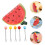 3Sets Stainless Steel Fruit Fork Set with Red Ceramic Holder for Party 10