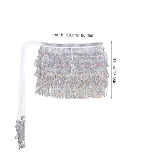 Accessoire De Danse Ventre Argenté En Polyester Pailleté 2