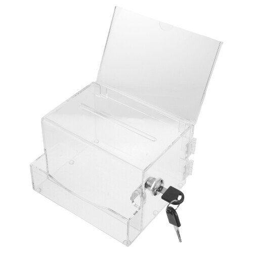 3Pcs Acrylic Lockable Donation and Tip Jar with Slot for Voting 1