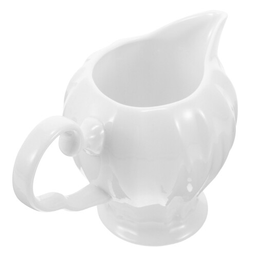 5Pcs White Ceramic Creamer Pitchers with Handle for Coffee and Syrup 2
