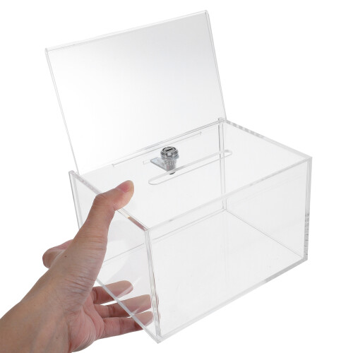 2Pcs Multi-Purpose Clear Acrylic Donation and Feedback Boxes with Slot 2