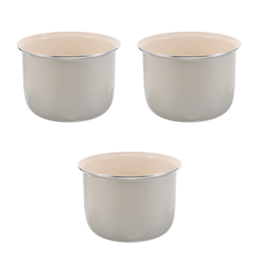 3Pcs White Ceramic Glaze Rice Cooker Pot Nonstick Insert for Home Use 2