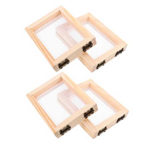 20Pcs Khaki Wooden Deckle Mold Screen for Papermaking and Art Projects 2