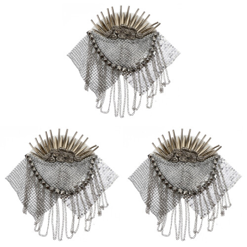 3Stk Silber Schulterabzeichen Epaulet Broschen Quasten 2