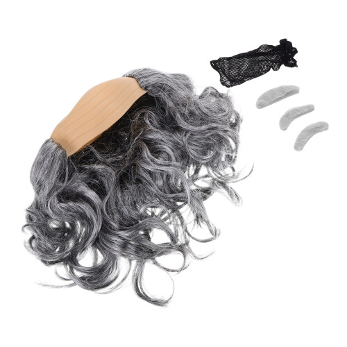 15Pcs Bald Curly Wig and Mustache Set Soft Comfortable Multi Color 1