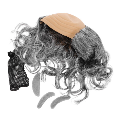 15Pcs Bald Curly Wig and Mustache Set Soft Comfortable Multi Color 2