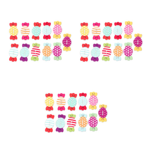 150Pcs Mixed Pattern Wooden Buttons Two Holes for DIY Sewing Projects 2