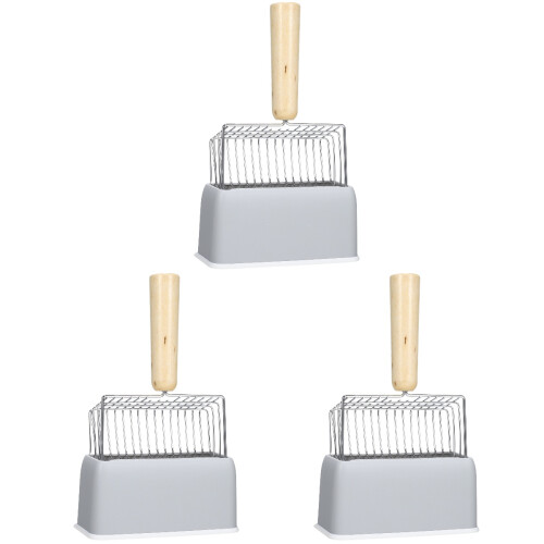 3Ensembles Pelle À Litière Chat Métal Manche Bois Avec Support 1