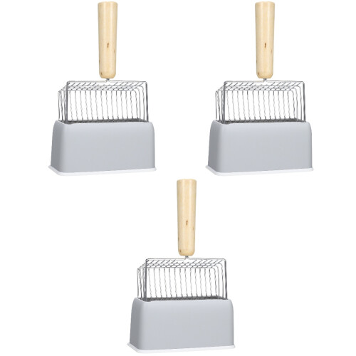3Ensembles Pelle À Litière Chat Métal Manche Bois Avec Support 2