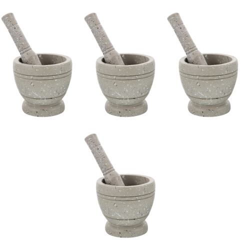 4Sets Grey Plastic Mortar and Pestle Small Grinding Bowl Set 2