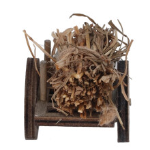 Chariot à bois miniature en bois pour maison de poupée, jardin, 7,5 x 4 cm