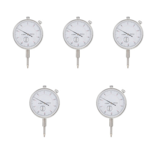 5Pcs Mechanical Dial Indicator Silver Stainless Steel Precision Gauge 2