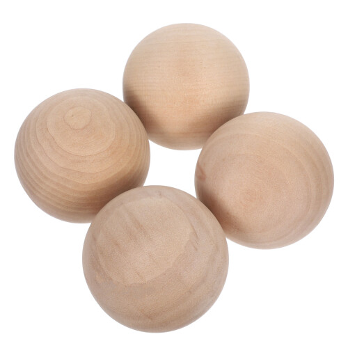 8Pcs Solid Wood Round Spheres Beige Unfinished for Craft Projects 1