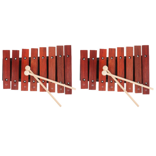 2Pcs Beginner Wooden Xylophone for Children Durable with Mallets 2
