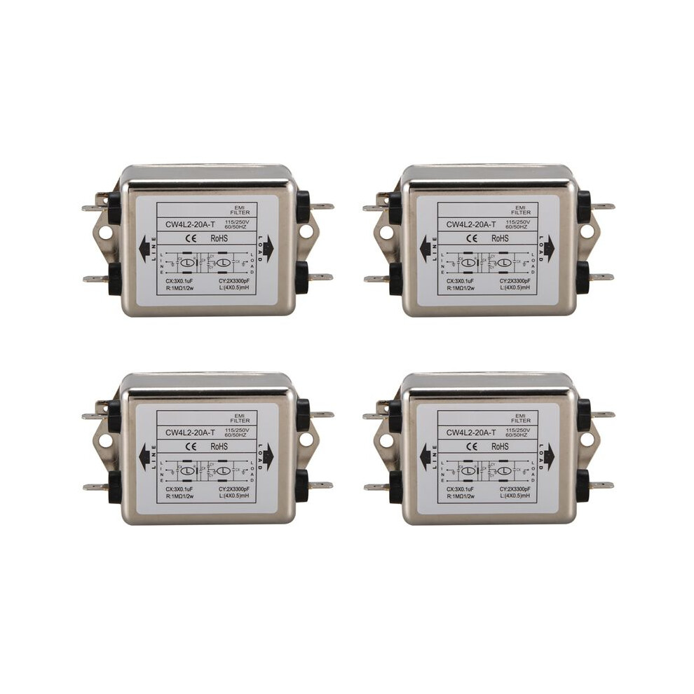 4X Power Emi Filter Cw4l2-20A-T Single Phase Ac 115V / 250V 20A 50/60Hz 4711324367019